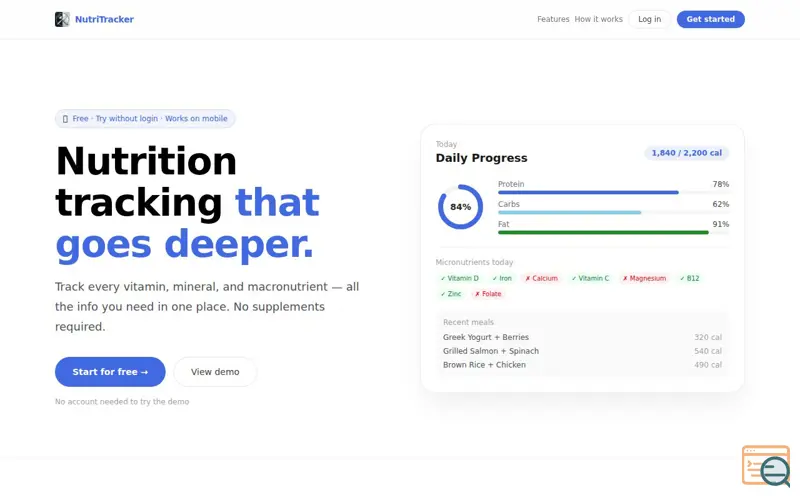 Screenshot of NutriTracker