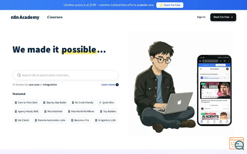 Screenshot of n8n Academy
