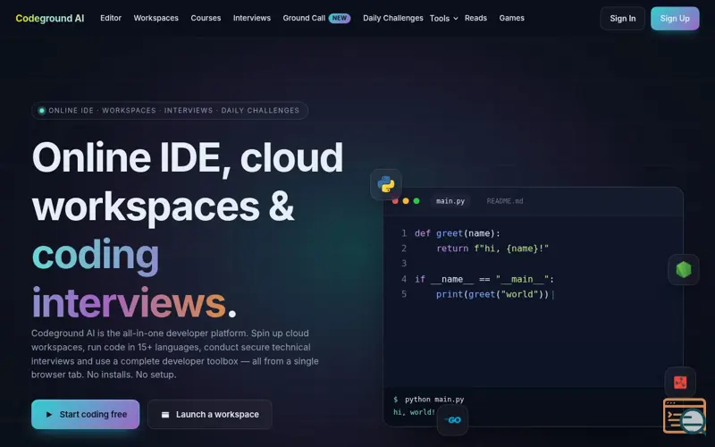 Screenshot of Codeground