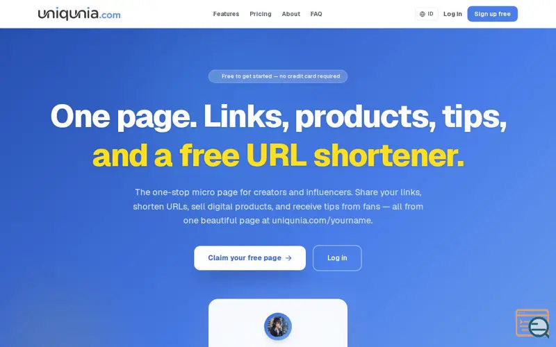 Screenshot of Uniqunia