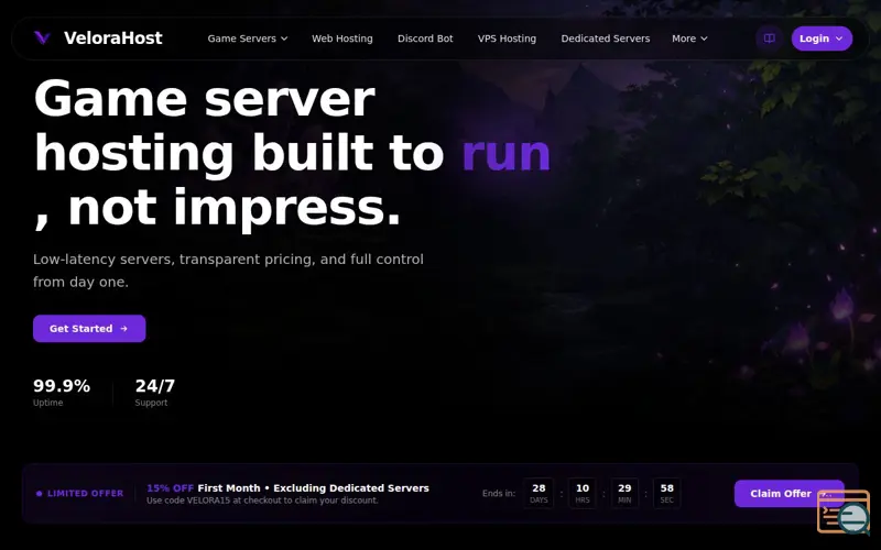 Screenshot of VeloraHost