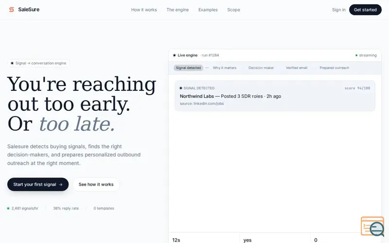 Screenshot of SaleSure