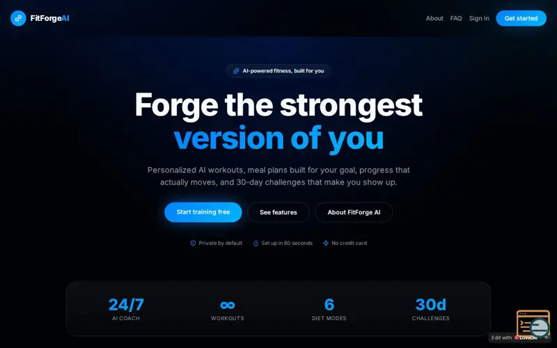 Screenshot of fitforge ai
