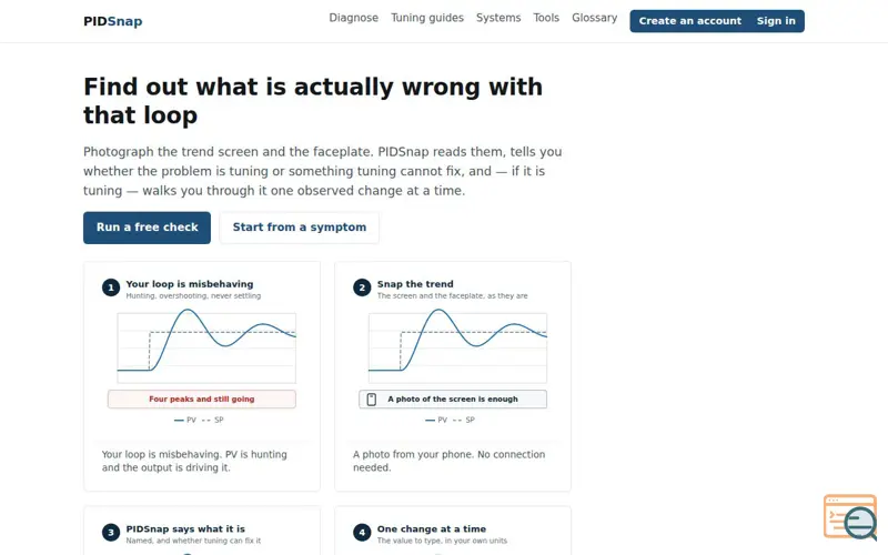 Screenshot of PIDSnap — diagnose and tune industrial PID loops from photographs