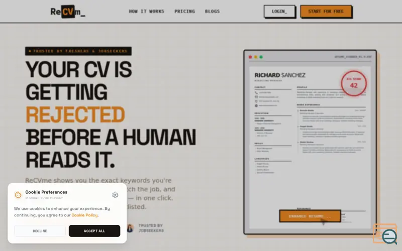 Screenshot of ReCVme 