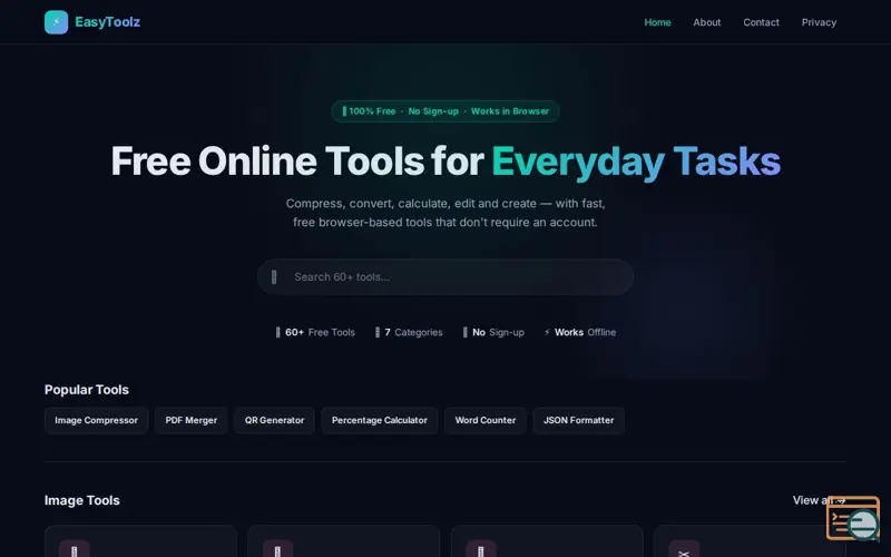 Screenshot of EasyToolz Free Online Tools for Everyone