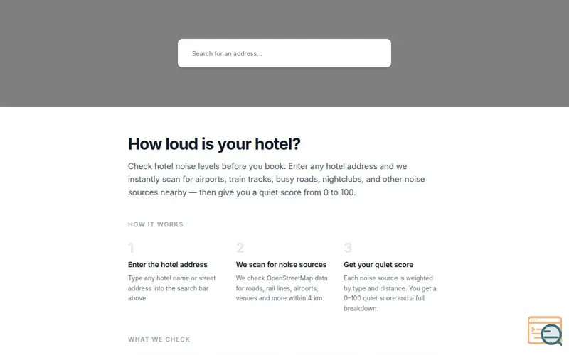 Screenshot of How Loud Is My Hotel?