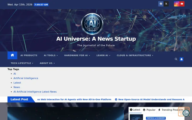 Screenshot of AIUniverse News
