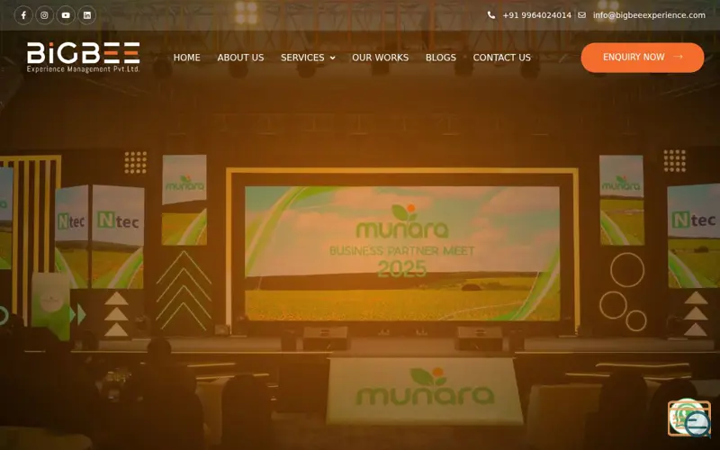 Screenshot of Corporate Event Management Company