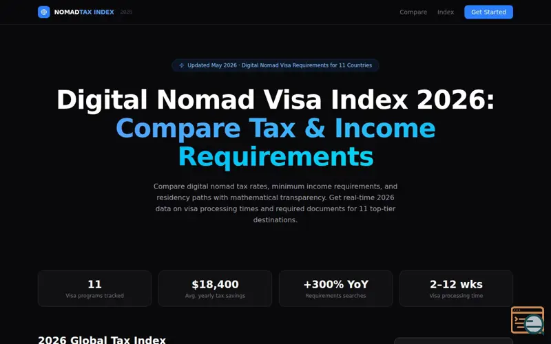 Screenshot of NomadTaxIndex