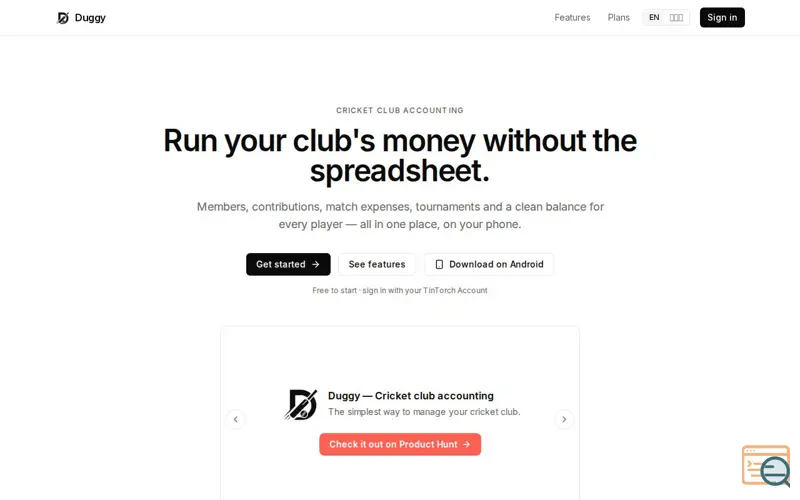 Screenshot of Duggy — Cricket club accounting