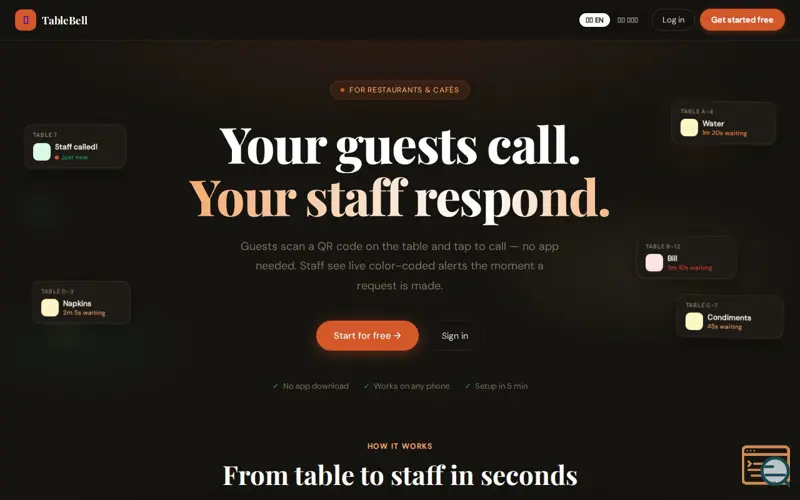 Screenshot of TableBell