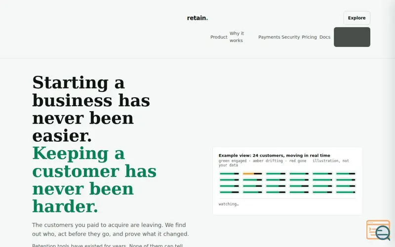 Screenshot of Retain