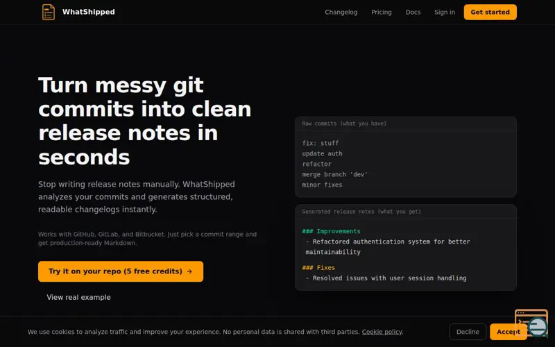 Screenshot of WhatShipped