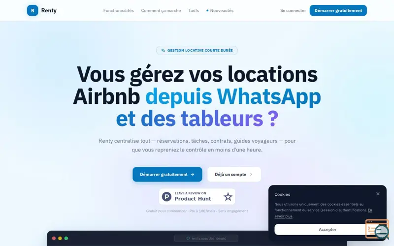 Screenshot of Renty, a launch using GoCardless