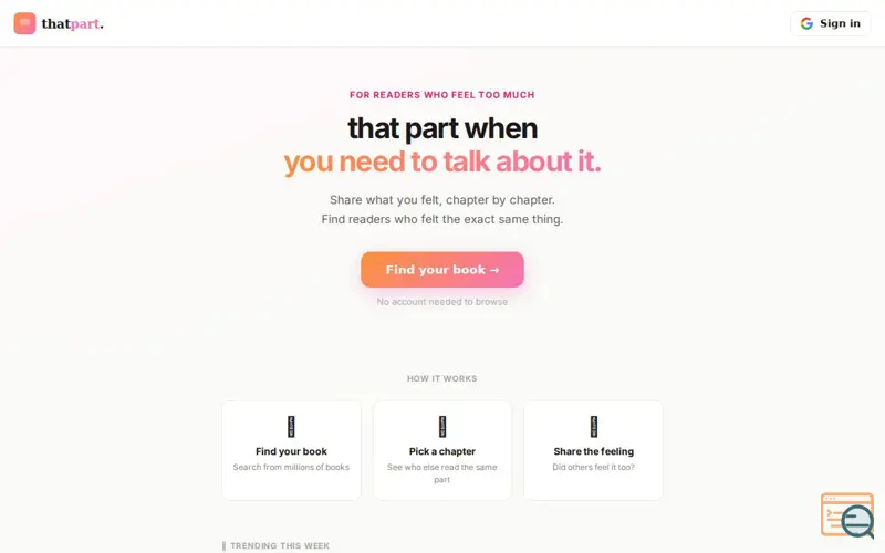 Screenshot of thatpart