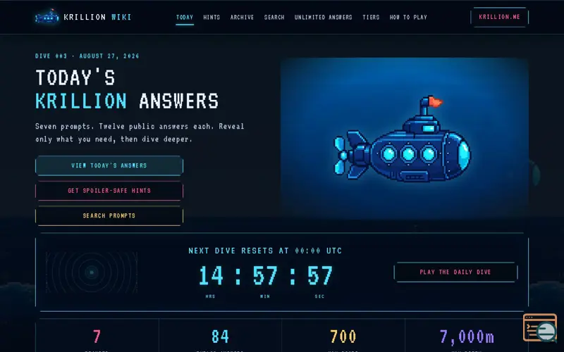 Screenshot of Krillion Wiki