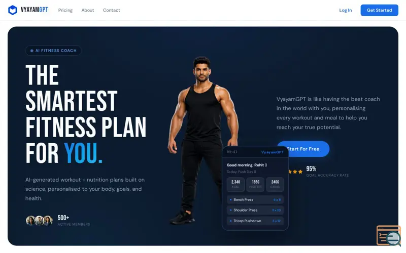 Screenshot of VyayamGPT