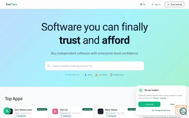 Screenshot of SaaStore