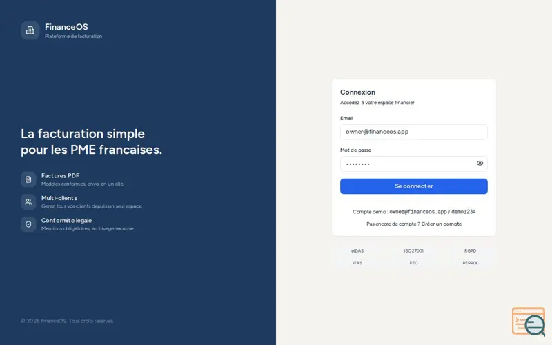 Screenshot of FinanceOS