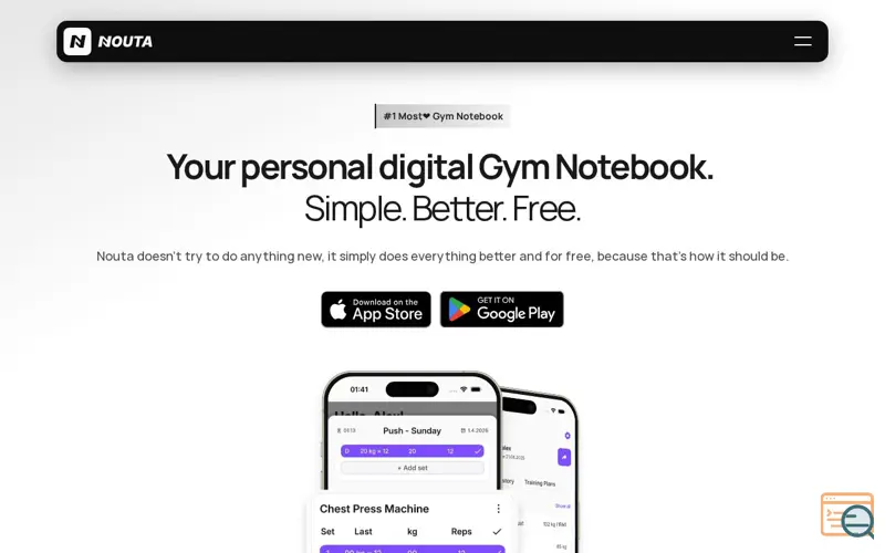 Screenshot of Nouta Gym Workout Tracker