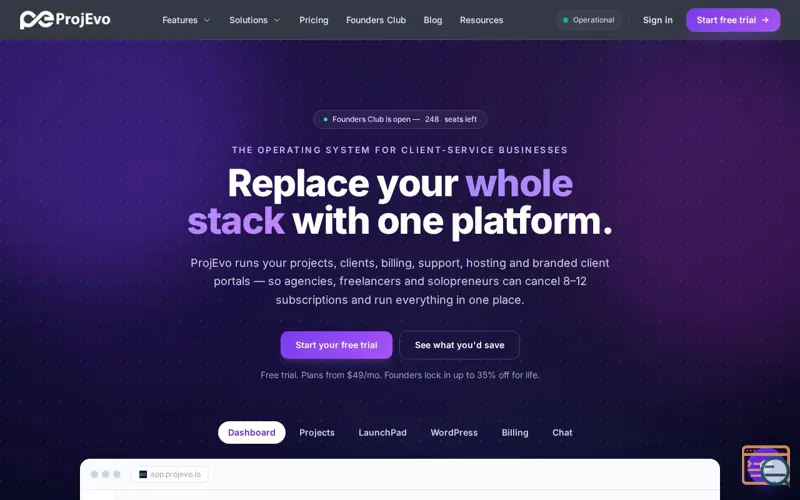 Screenshot of ProjEvo