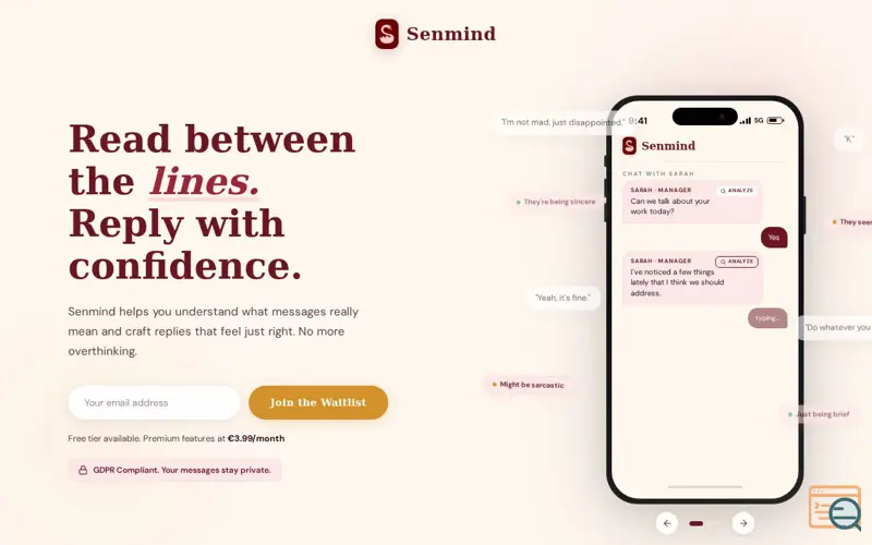 Screenshot of Senmind