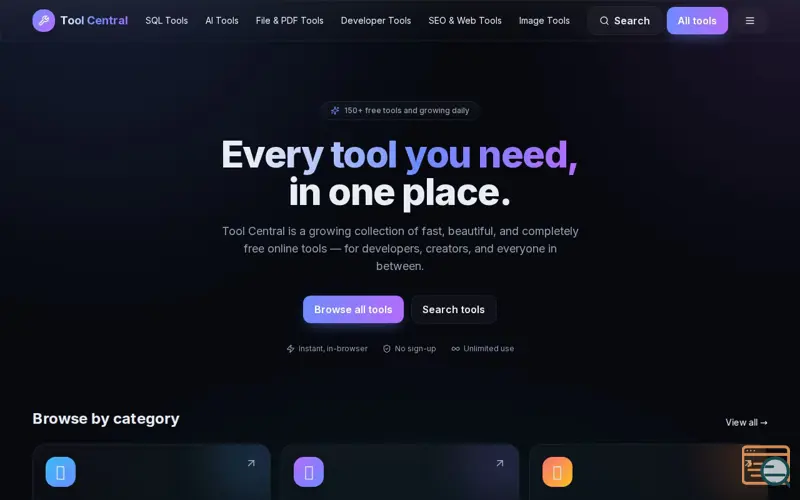 Screenshot of Tool Central