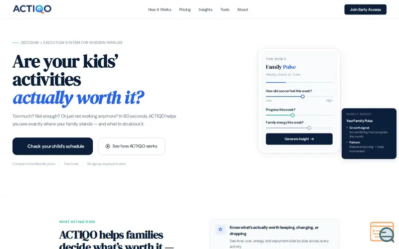 Screenshot of ACTIQO