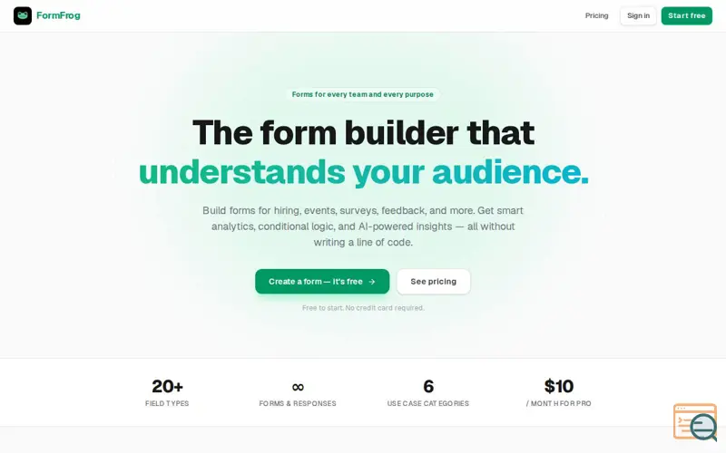 Screenshot of Form Frog