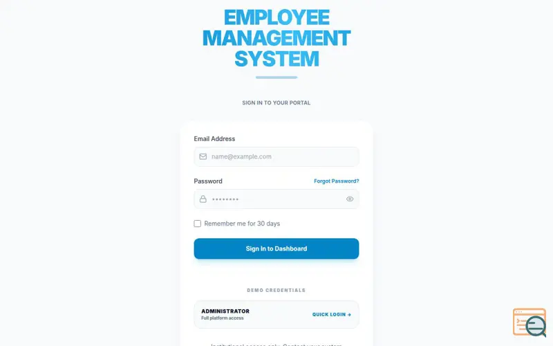 Screenshot of Employee Management System
