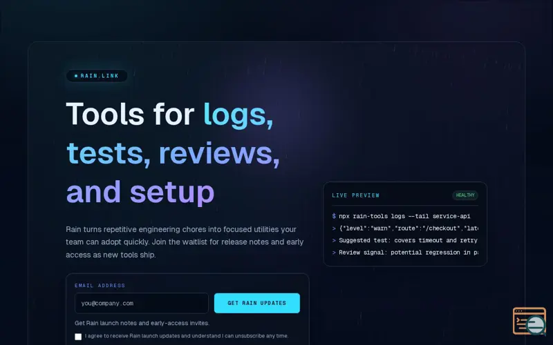 Screenshot of Rain.link AI Tools for devs