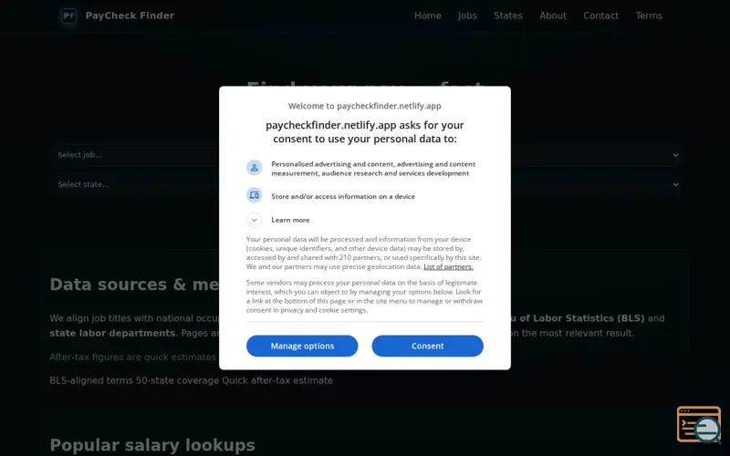 Screenshot of PayCheck Finder - Salary by Job & State