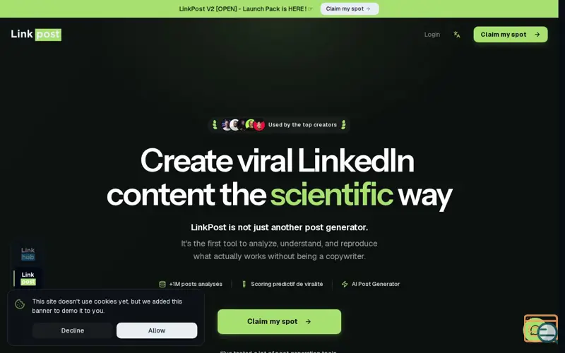 Screenshot of LinkPost