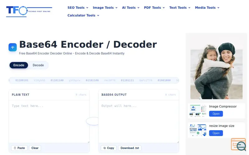 Screenshot of Free Base64 Encoder Decoder Online Tool