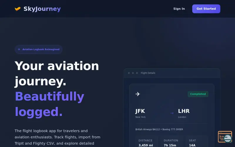 Screenshot of SkyJourney - Flight Logger
