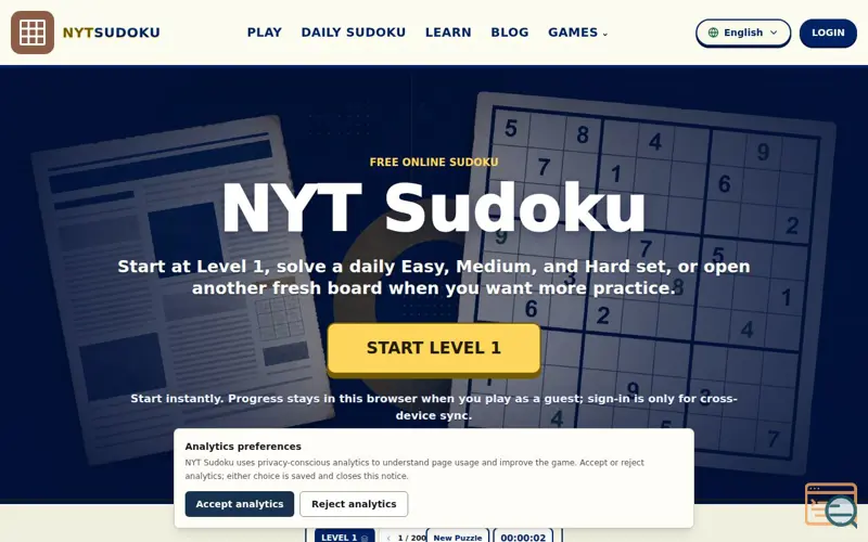 Screenshot of nyt sudoku