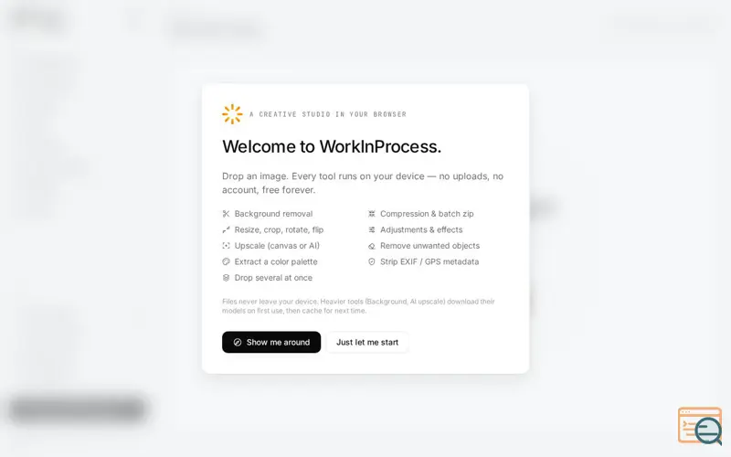 Screenshot of WorkInProcess, a launch using IMG.LY