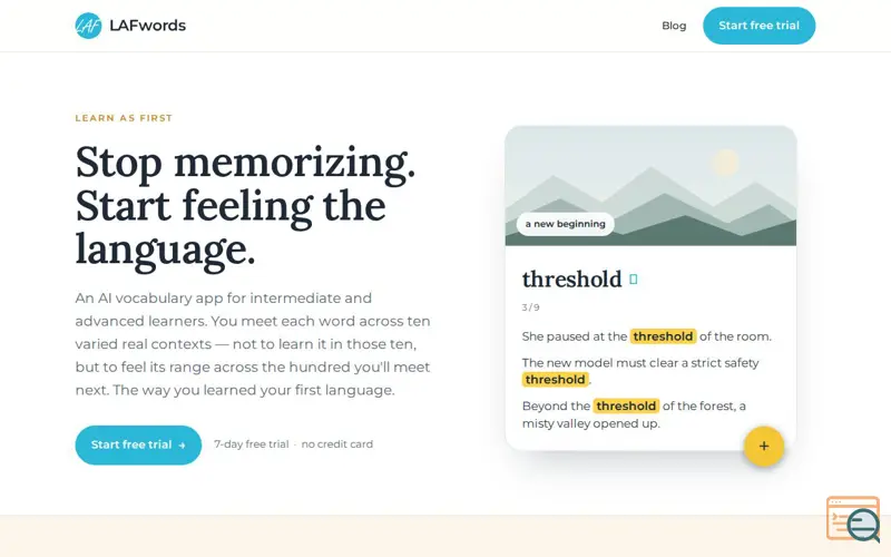 Screenshot of LAFwords