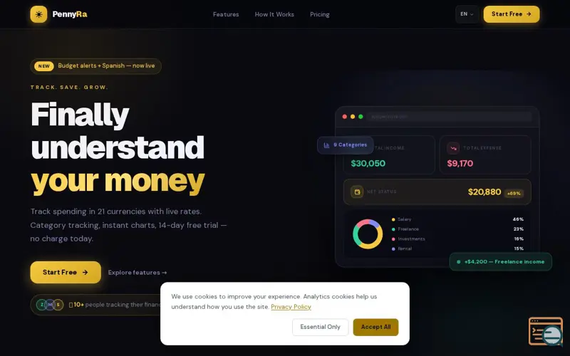 Screenshot of PennyRa — Budget & Expense Tracker