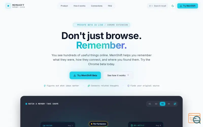 Screenshot of MemShift