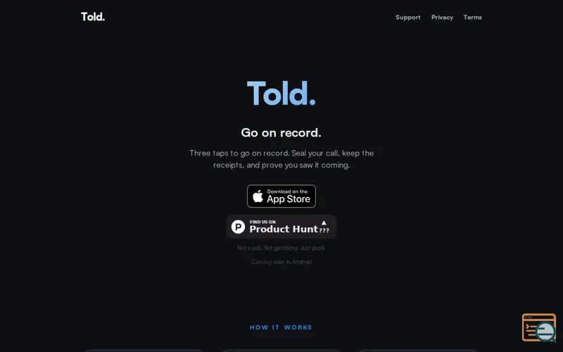 Screenshot of Told.
