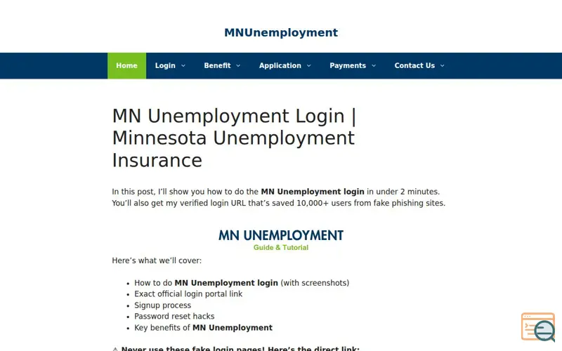 Screenshot of MNUnemployment