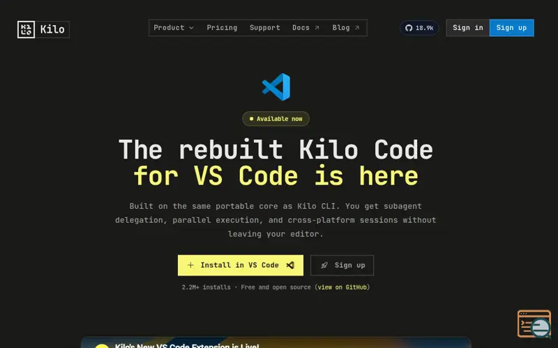 Screenshot of Kilo Code for VS Code 7, a launch using Foundr