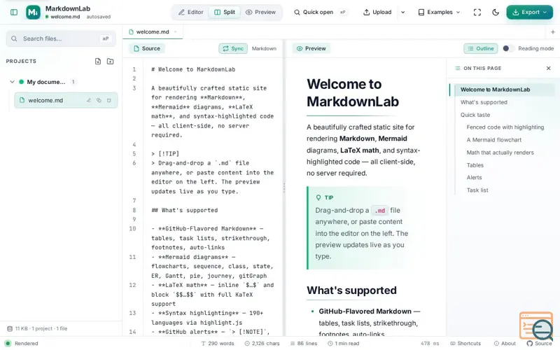 Screenshot of MarkdownLab