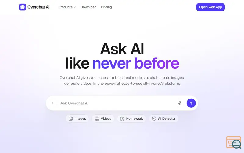 Screenshot of Overchat AI, a launch using Omnisend