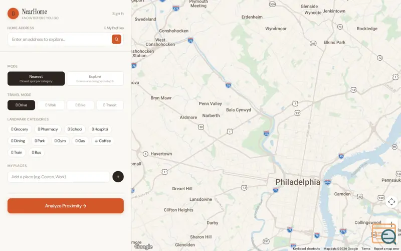Screenshot of NearHome
