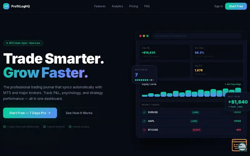 Screenshot of ProfitLogHQ