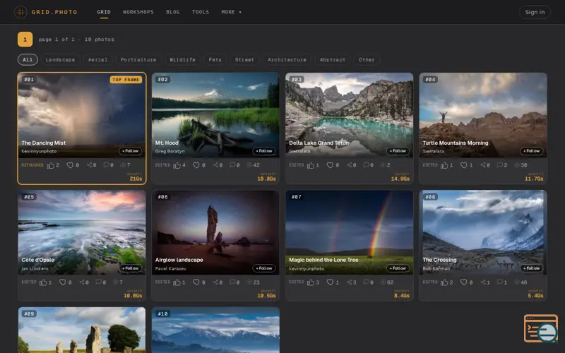 Screenshot of grid.photo