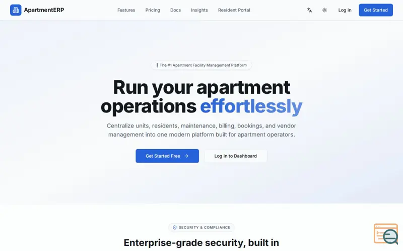 Screenshot of ApartmentERP - Facility Mgmt Platform
